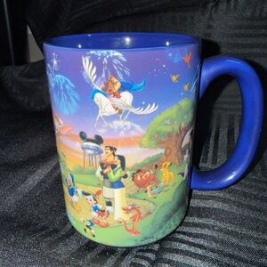 Walt Disney Vintage Blue Multicolor Magic Mug year 2000 4.75 tall